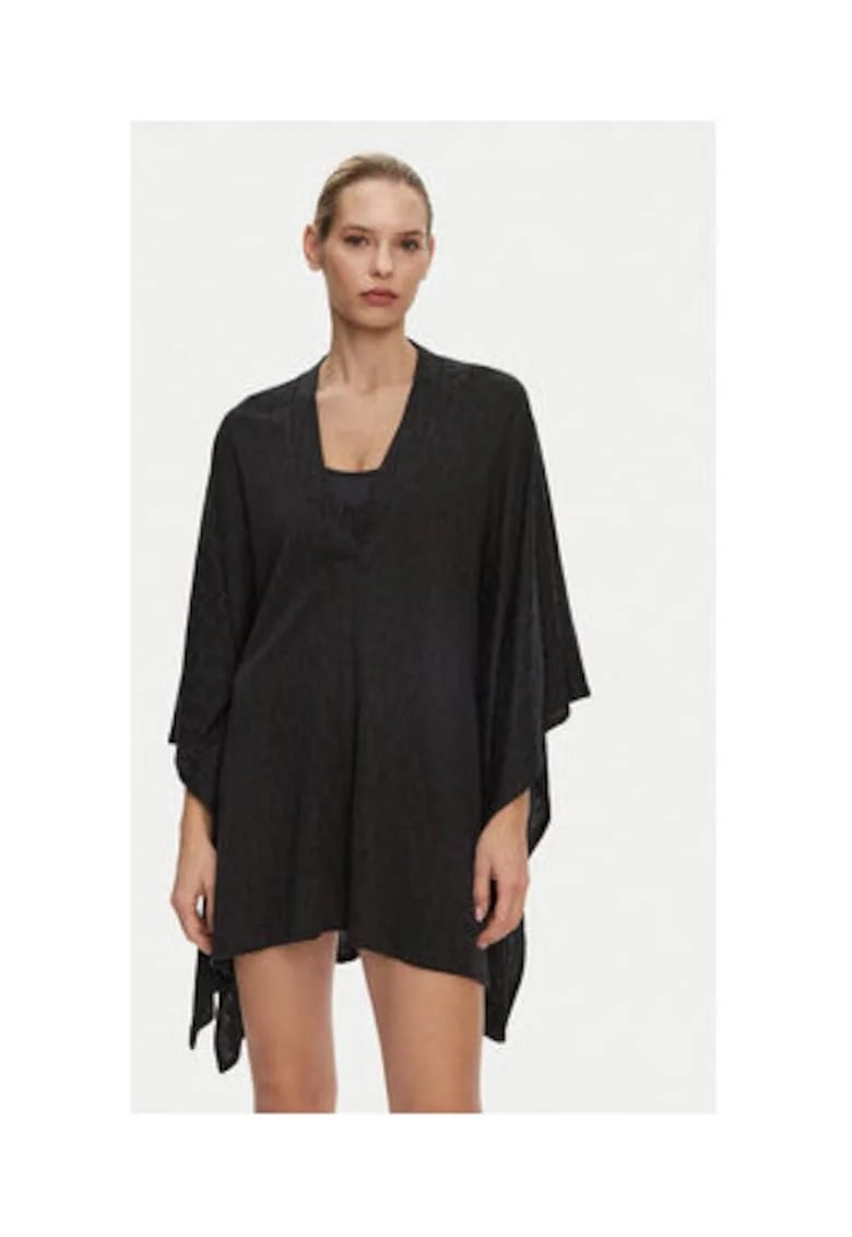 Poncho plaja  negru, 56% bumbac, 44% viscoza