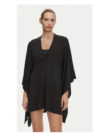 Poncho plaja  negru, 56% bumbac, 44% viscoza