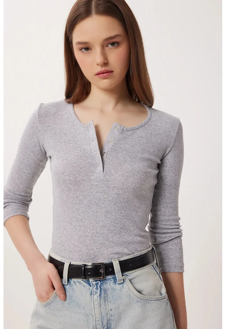 Bluza dama, Happiness Istanbul, Gri ardezie, Gri deschis