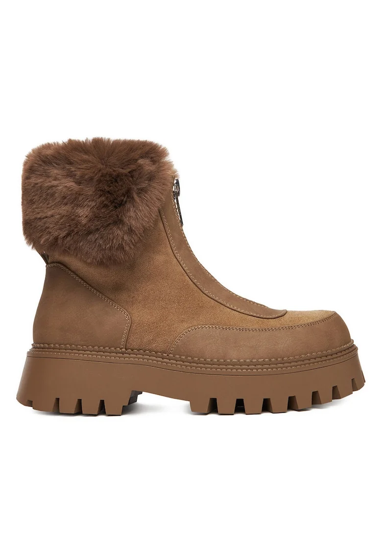 Botine  material maro, Maro