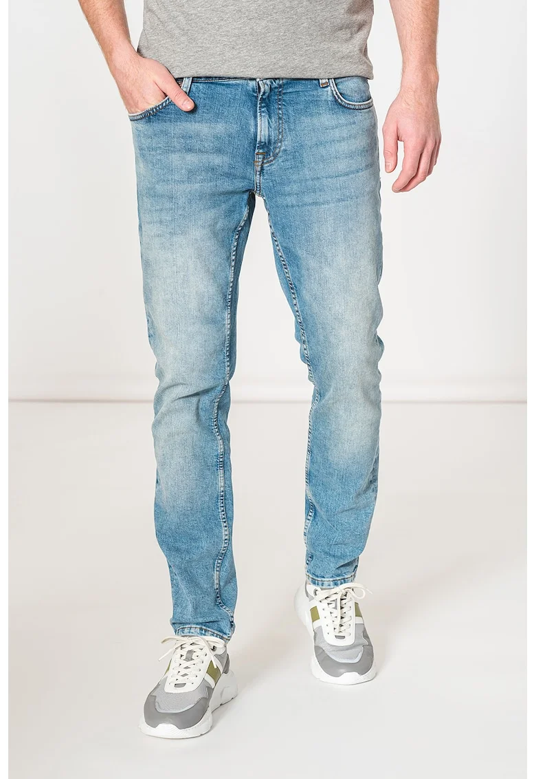 Blugi slim fit cu aspect decolorat Loom, Albastru deschis