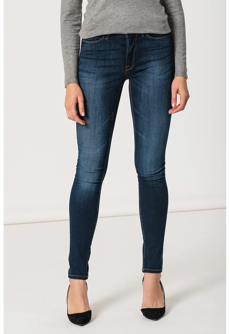 Blugi slim fit cu aspect decolorat Erin, Albastru inchis