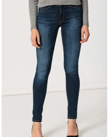 Blugi slim fit cu aspect decolorat Erin, Albastru inchis