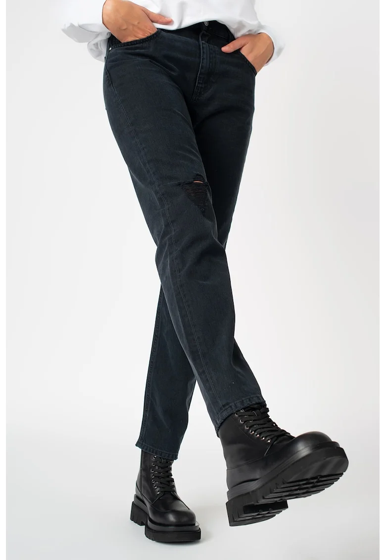 Blugi straight fit cu detalii cu aspect deteriorat Neekhol, Bleumarin