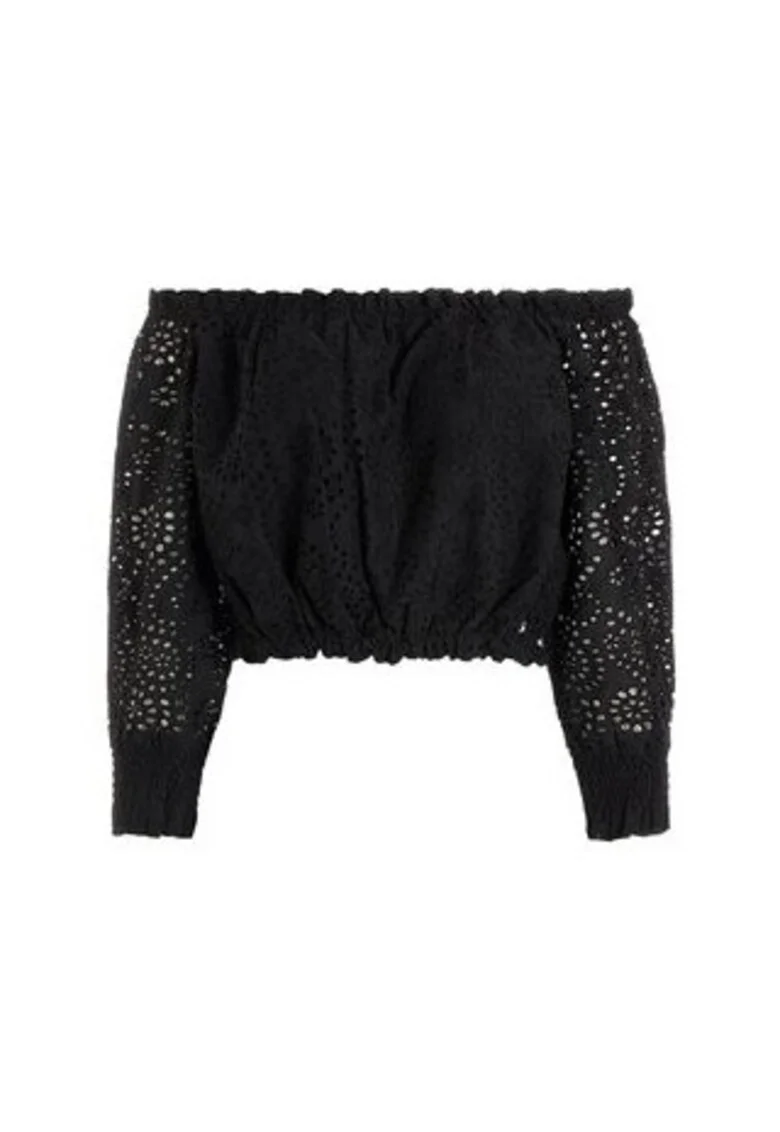 Bluza din bumbac cu umeri cazuti