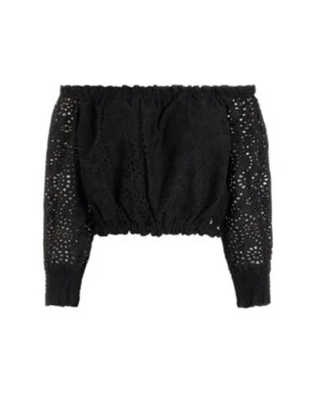 Bluza din bumbac cu umeri cazuti