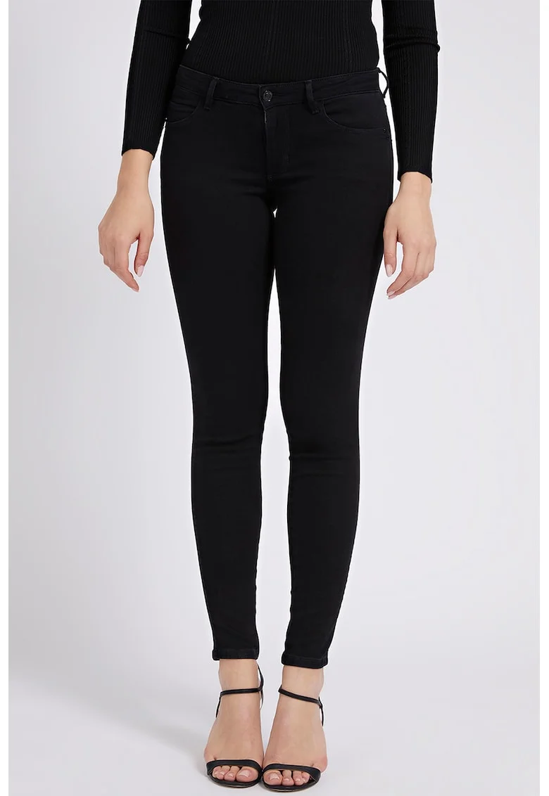 Blugi skinny cu logo, Negru
