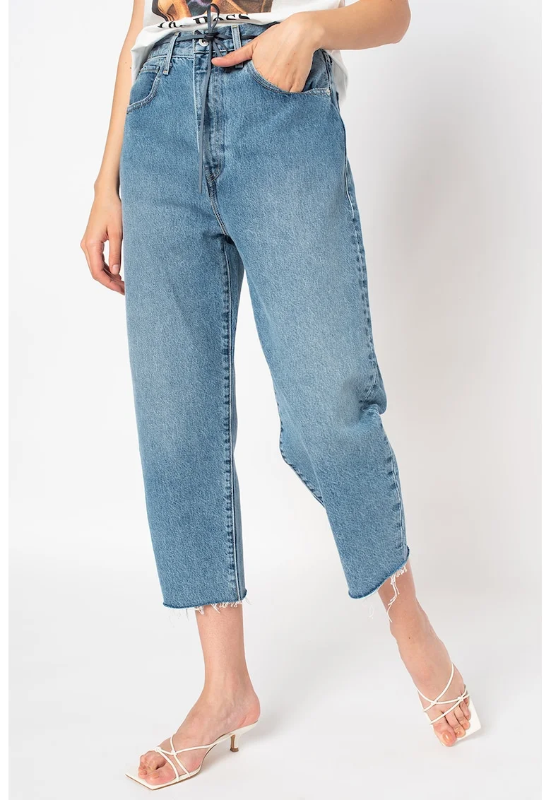 Blugi relaxed fit cu talie inalta, Albastru lavanda