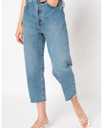 Blugi relaxed fit cu talie inalta, Albastru lavanda