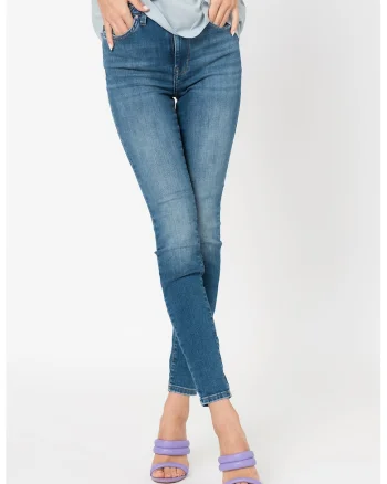 Blugi skinny cu aspect decolorat Forever, Albastru inchis/Alb murdar