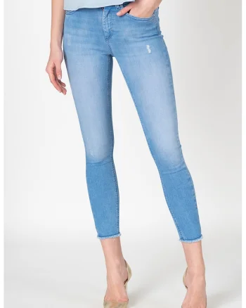 Blugi skinny cu talie inalta Blush, Albastru deschis