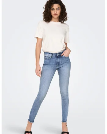 Blugi skinny cu aspect decolorat, Albastru deschis