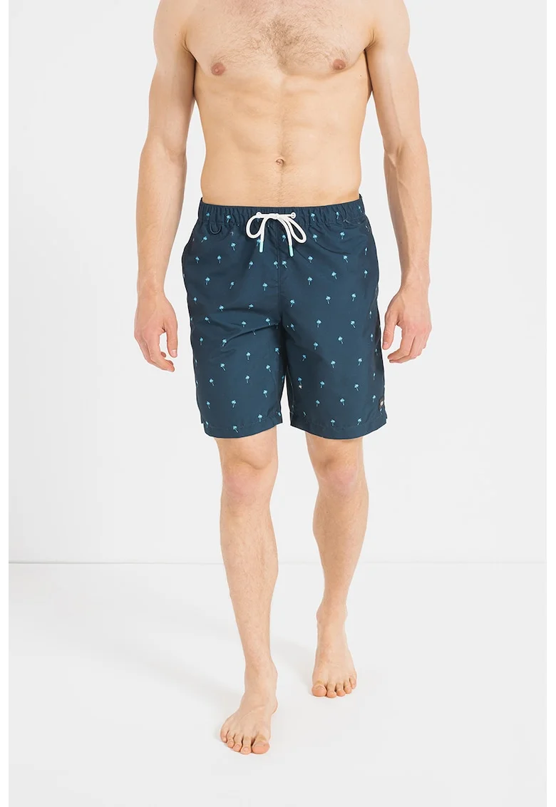 Pantaloni scurti de baie cu snur de ajustare si buzunare, Bleumarin