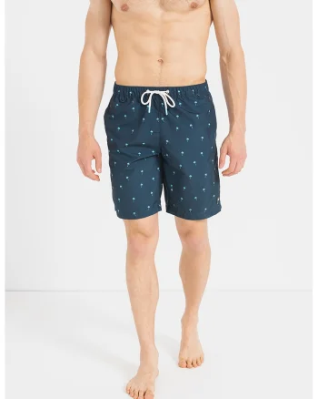 Pantaloni scurti de baie cu snur de ajustare si buzunare, Bleumarin