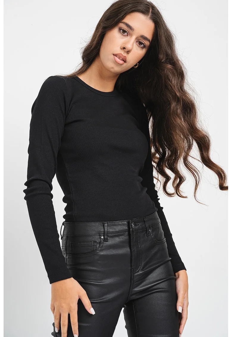 Bluza slim-fit din amestec de bumbac organic Chloe, Negru
