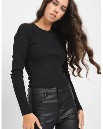 Bluza slim-fit din amestec de bumbac organic Chloe, Negru