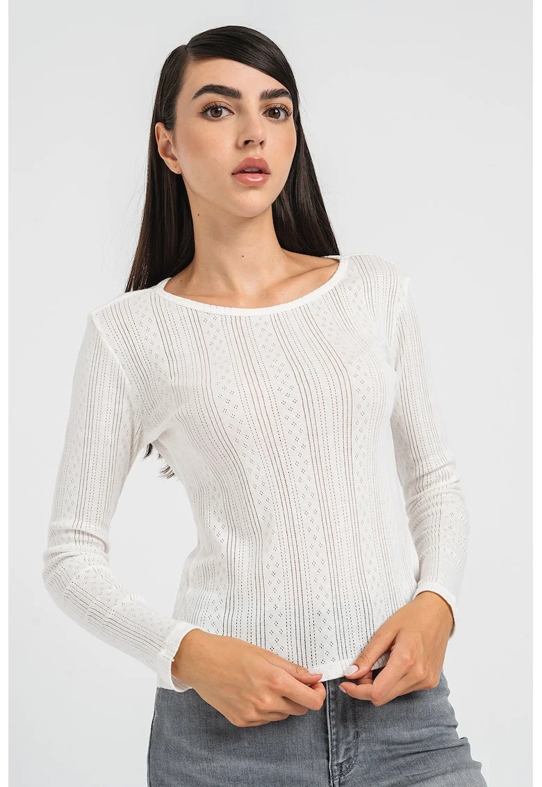 Bluza cu decolteu la baza gatului Lisa, Alb optic
