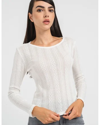 Bluza cu decolteu la baza gatului Lisa, Alb optic