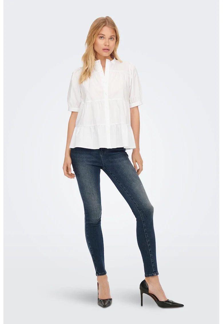 Blugi skinny cu aspect decolorat, Albastru inchis