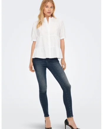 Blugi skinny cu aspect decolorat, Albastru inchis