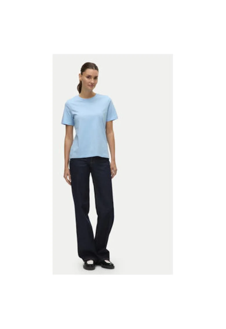 Tricou dama,  304786631, Bumbac organic, Albastru, Albastru