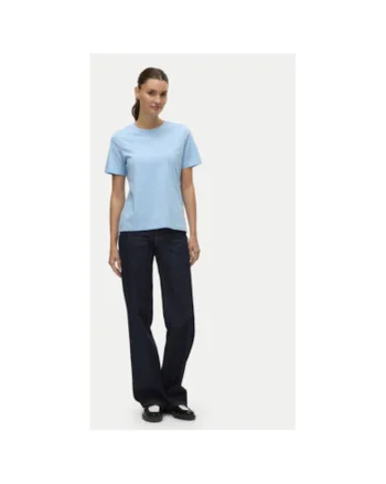 Tricou dama,  304786631, Bumbac organic, Albastru, Albastru