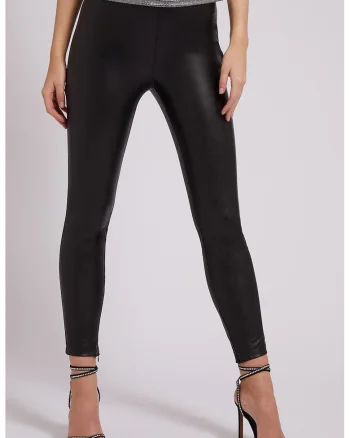 Colanti crop de piele ecologica, Negru