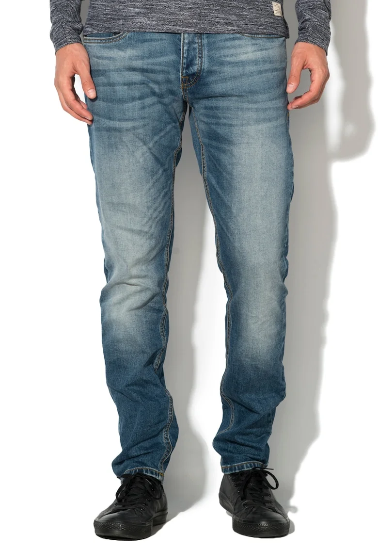 Jack&Jones, Blugi albastri comfort fit cu aspect uzat