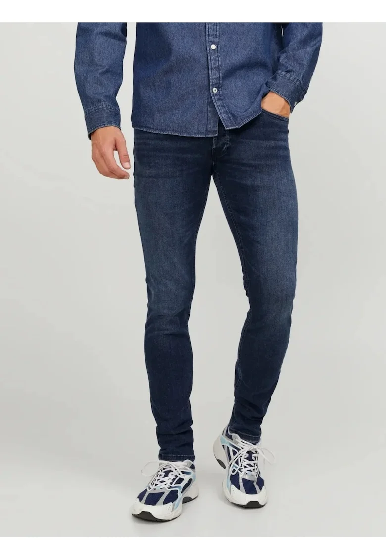 Blugi barbati Glenn, cu talie joasa si croiala Slim fit, Albastru inchis, W29 L34