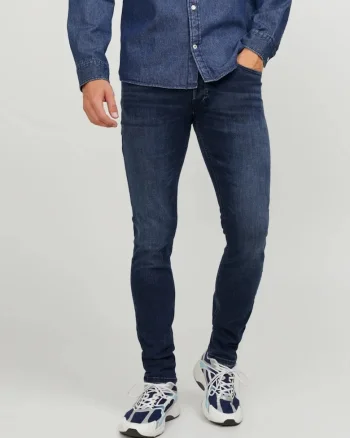 Blugi barbati Glenn, cu talie joasa si croiala Slim fit, Albastru inchis, W29 L34