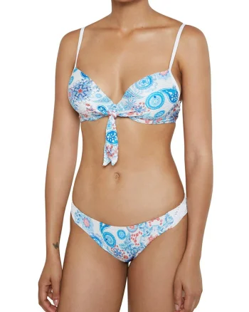 Costum de baie pentru femei, Biki Niza B, Alb optic/Albastru