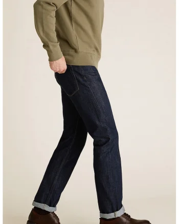 Blugi regular fit cu cusaturi contrastante, Albastru indigo inchis