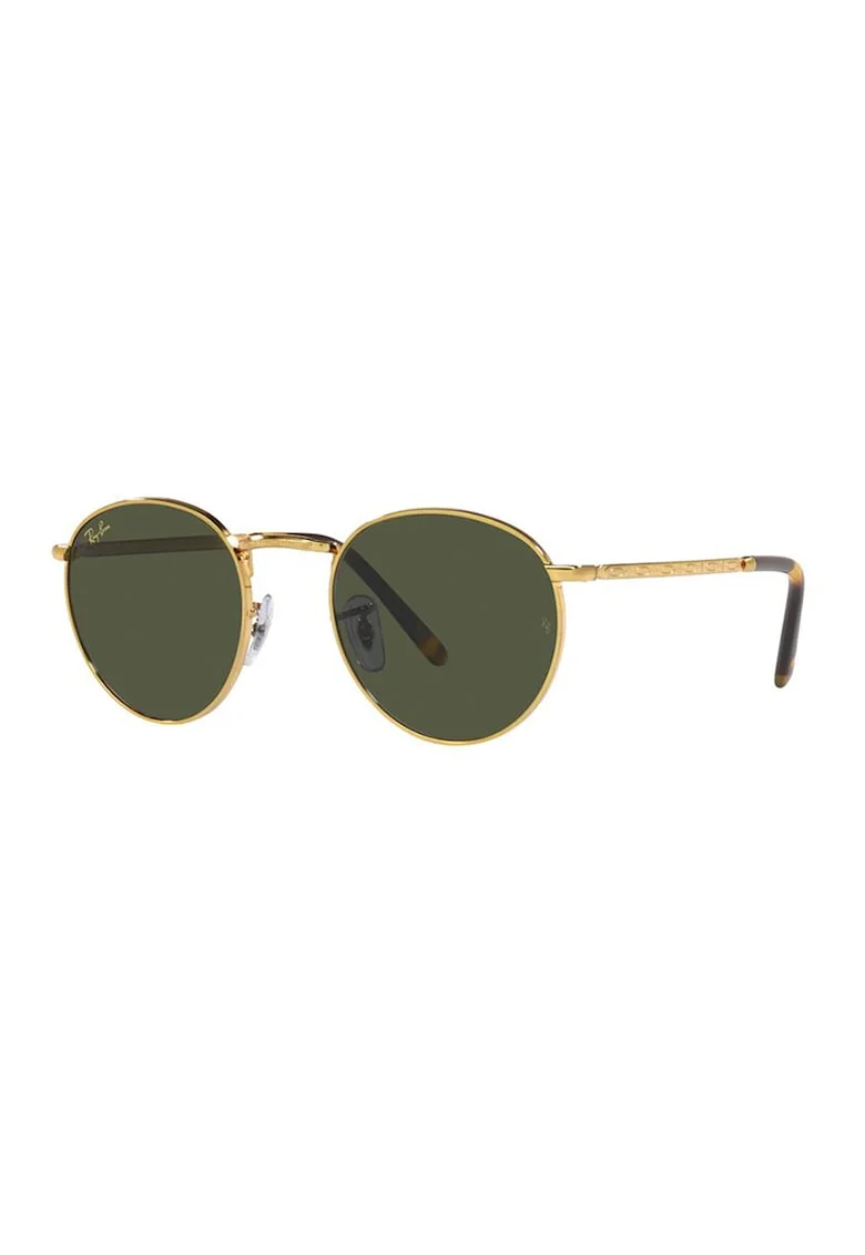 Ochelari de soare rotunzi unisex cu rama metalica, Auriu/Maro
