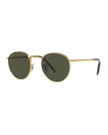 Ochelari de soare rotunzi unisex cu rama metalica, Auriu/Maro