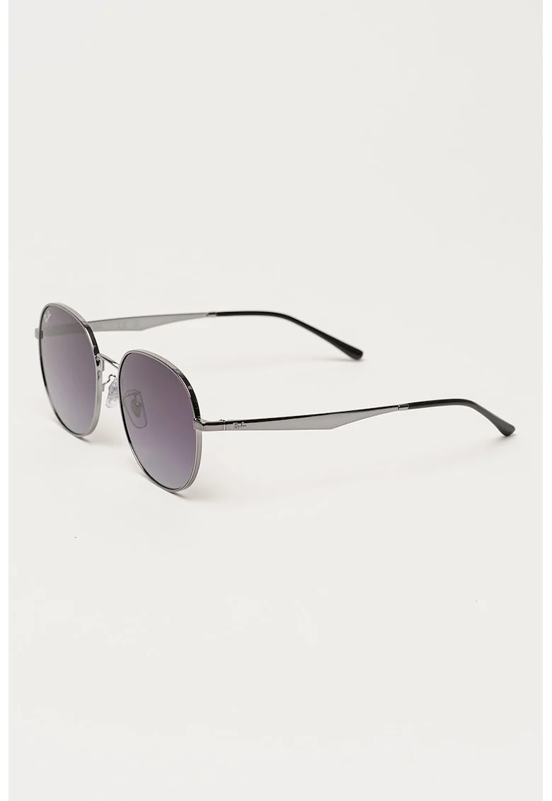 Ochelari de soare rotunzi unisex cu rama metalica, Argintiu inchis