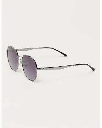 Ochelari de soare rotunzi unisex cu rama metalica, Argintiu inchis