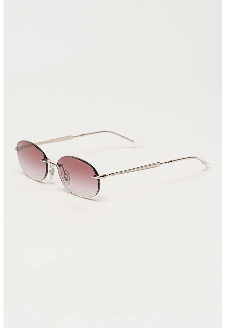 Ochelari de soare rotunzi unisex cu rama metalica, Argintiu inchis