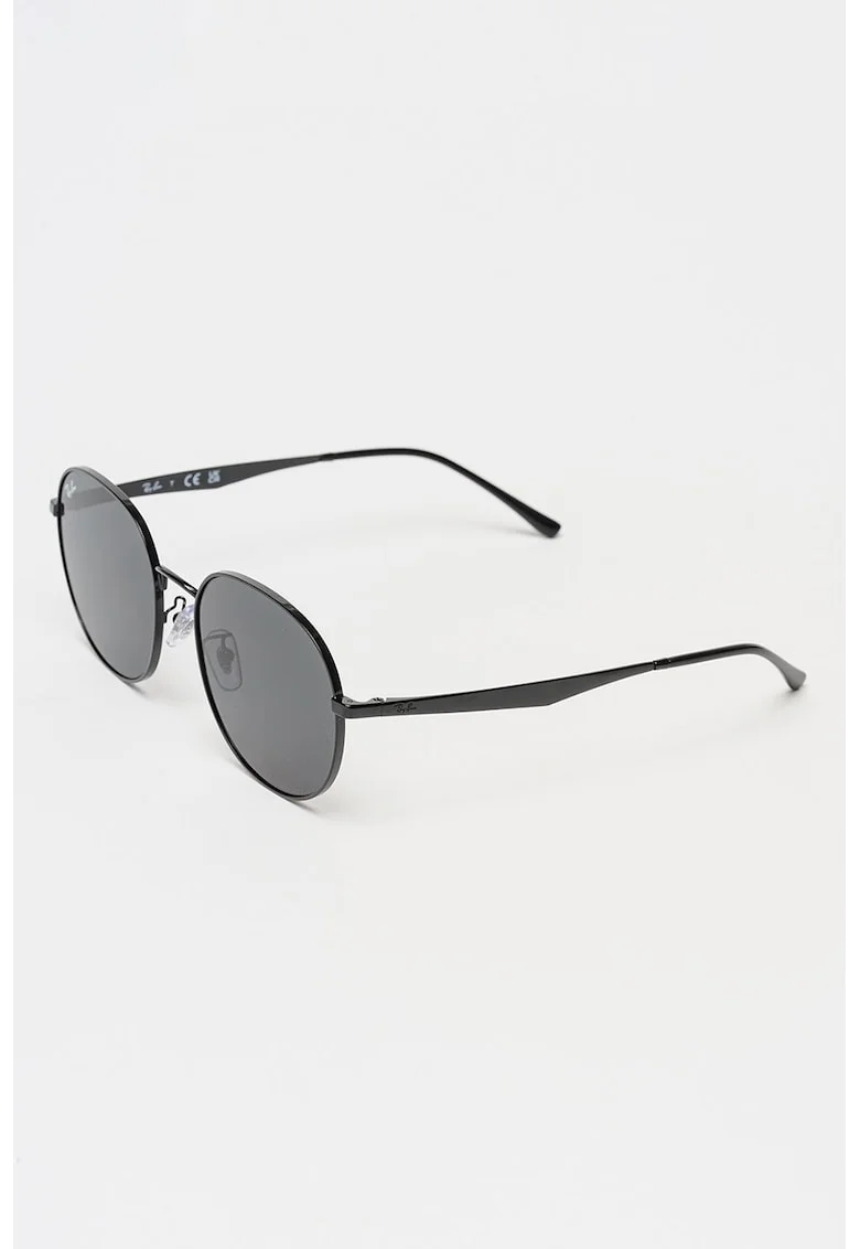 Ochelari de soare rotunzi unisex cu rama metalica, Negru
