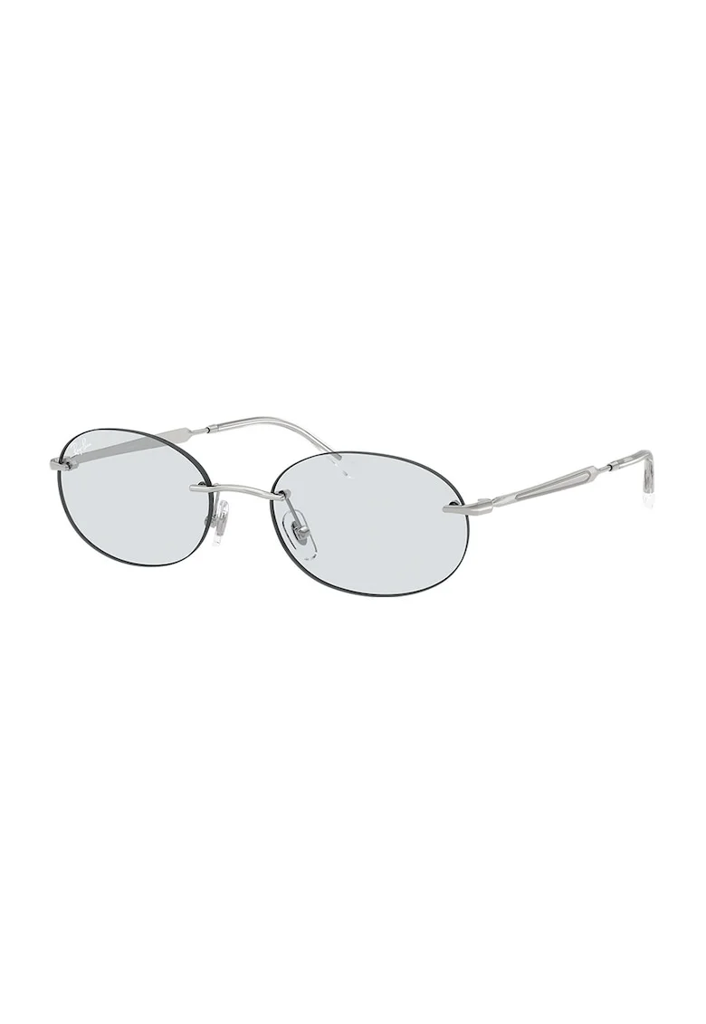 Ochelari de soare rotunzi unisex cu rama metalica, Argintiu inchis/Argintiu