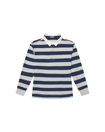 Bluza  dungi, colorat, bumbac 760350, Gri/Bleumarin