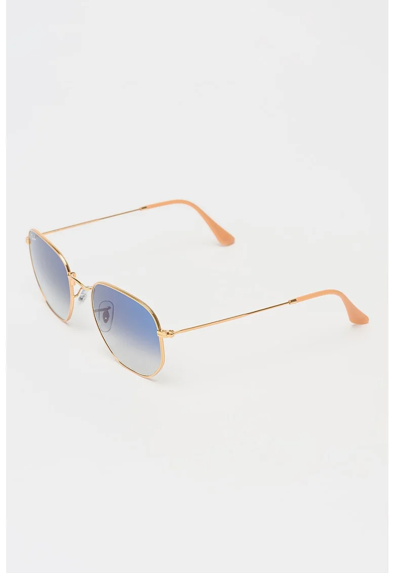 Ochelari de soare unisex cu lentile in degrade - 65569, Auriu/Albastru azur