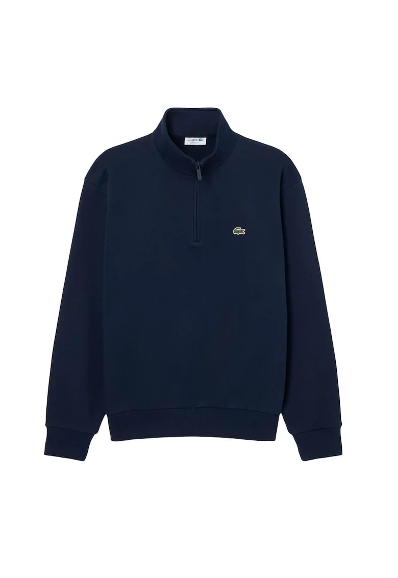 Bluza de trening cu croiala regular-fit si fermoar scurt, Albastru inchis