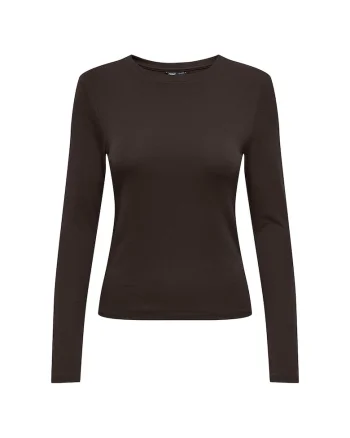 Bluza cambrata cu decolteu la baza gatului, Maro inchis