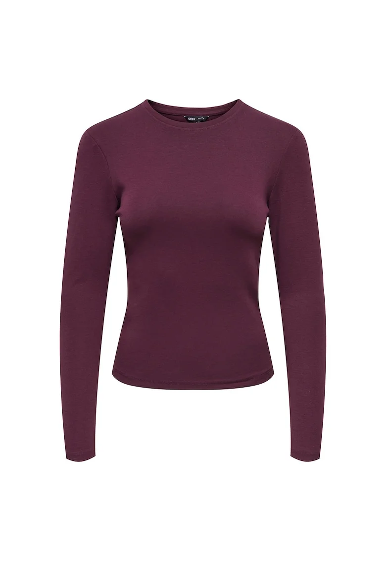 Bluza cambrata cu decolteu la baza gatului, Rosu inchis