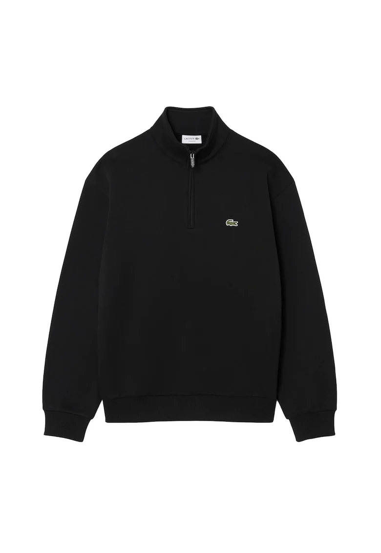 Bluza de trening cu croiala regular-fit si fermoar scurt, Negru
