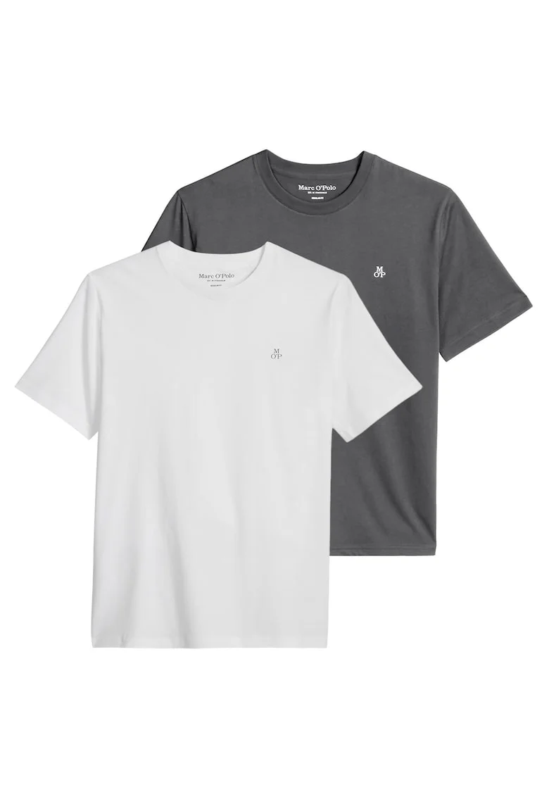 Set de doua piese de tricouri regular-fit cu logo discret, Alb/Gri