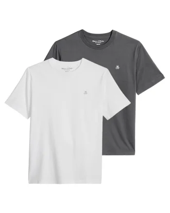 Set de doua piese de tricouri regular-fit cu logo discret, Alb/Gri