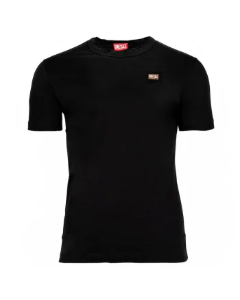 Tricou regular fit de bumbac cu decolteu la baza gatului, Alb/Negru