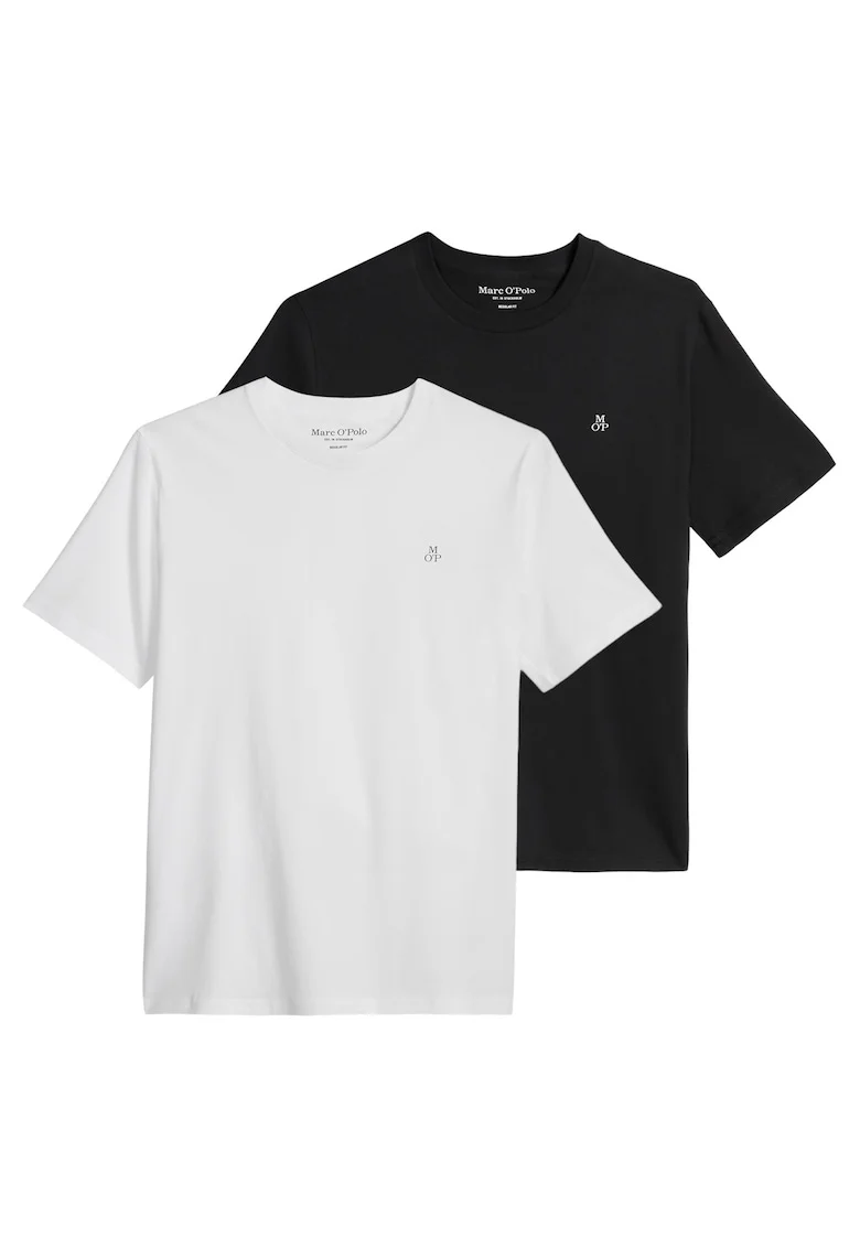 Set de doua piese de tricouri regular-fit cu logo discret, Alb/Negru