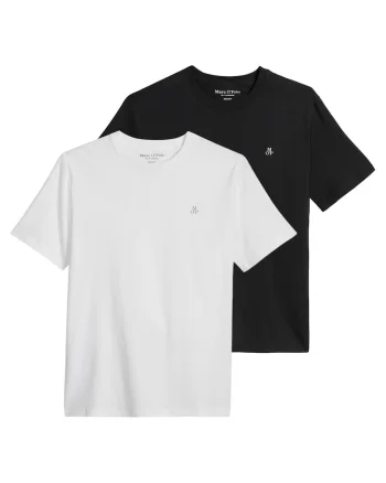 Set de doua piese de tricouri regular-fit cu logo discret, Alb/Negru